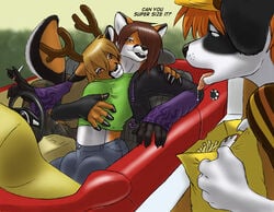 anthro balls big_balls bulge canine car cervine cox deer drive_thru fox fur furry furry_only gay gideon huge_cock hyper innuendo male penis ruger seductive