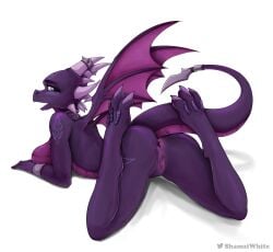 activision anthro anus ass bracelet breasts collar cynder digitigrade dragon female genitals hi_res jewelry looking_at_viewer looking_back lying mythological_creature mythological_scalie mythology on_front open_mouth presenting presenting_hindquarters presenting_pussy pussy raised_tail scalie shamziwhite smile solo spread_legs spreading spyro_the_dragon tail wings