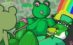 1boy 2girls alligator alligatorid amphibian animal_crossing anthro ass balls ballsack bent_over big_balls big_breasts big_butt big_penis boots_(animal_crossing) bottomless breast_squish breasts breasts_on_face clothed clothing crocodilian emerald_(animal_crossing) erection female frog genitals group handjob heart_eyes heart_symbol humanoid_penis klutzatdusk licking licking_lips looking_pleasured male male/female nintendo oral penile penis penis_awe reptile scalie scrotum sex short_stack smooth_penis spread_legs spreading squish sunny_(animal_crossing) testicles tongue tongue_on_cock toony trio unseen_female_face