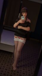 3d busty dead_or_alive dead_or_alive_xtreme_venus_vacation female female_focus female_only hitomi_(doa) hourglass_figure mirror mirror_selfie selfie superdarkpit tagme wide_hips