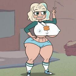 abs huge_breasts jackie_lynn_thomas nipples_visible_through_clothing star_vs_the_forces_of_evil wide_hips