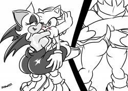 2girls amy_rose anthro anthro_only ass hugging leglock multiple_girls rouge_the_bat sonic_(series) yuri