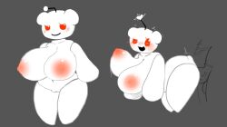 1girls antennae big_ass big_breasts blush bouncing_breasts from_behind_position orange_eyes reddit sex shortstack snoo white_body whitewo1f