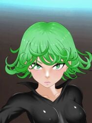 1boy 1girls animated dark-skinned_male felatio_monster fellatio green_hair interracial live2d lo0gq2tb looking_at_viewer one-punch_man penis tatsumaki