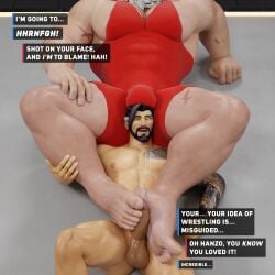 2boys bara comic gay hanzo helices3d male male/male male_only muscular muscular_male overwatch reinhardt