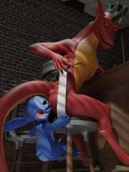 3d_(artwork) alien american_dragon:_jake_long anal animal_genitalia anthro anus ass blender_(artwork) blue_body blue_fur butt_sniffing chair digital_media_(artwork) disney dragon duo erection european_mythology experiment_(lilo_and_stitch) fur furniture genitals hi_res jake_long lilo_and_stitch looking_at_another looking_back looking_back_at_another looking_down_at_another male male/male mythological_creature mythological_scalie mythology no-name-no-problem nude oral penis red_body rimming scalie sex sheath sitting size_difference sniffing stitch_(lilo_and_stitch) tail western_dragon