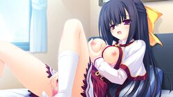 black_hair breast_grab breasts censored game_cg lunaris_filia masturbation mikagami_mamizu minase_yukari nipples panties seifuku underwear whirlpool