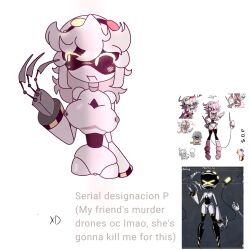 breasts breasts claws collar drone metal murder_drones naked not_my_oc oc original_character robot yellow_eyes