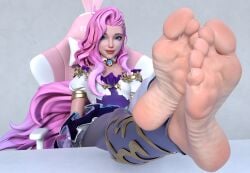 3d 3d_(artwork) feet female league_of_legends riot_games seraphine_(league_of_legends) shaohuu soles