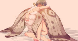 1boy anal anal_sex arthropod bare_legs barefoot bestiality blush closed_eyes feet feral gay grey_hair highres hug human human_only insect insects interspecies male male/male male_on_male male_only mentsuyu_(artist) moaning monster monster_on_male moth nude penetration sex short_hair wings yaoi zoophilia