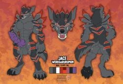 absurd_res anthro balls bandai_namco canid canine digimon digimon_(species) genitals hi_res jaceweregarurumon knot male male/male mammal mythological_canine mythological_creature mythology paws penis solo vallhound were werecanid werecanine weregarurumon werewolf