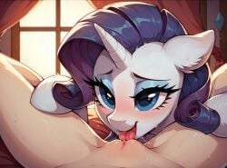 ai_generated cunnilingus duo female female/female female_human/female_feral human my_little_pony oral pov pov_eye_contact pussy pussy_juice pussy_juice_string rarity_(mlp) seductive_smile unsauceballs yuri zoophilia