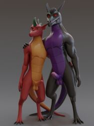 3d_(artwork) american_dragon:_jake_long anthro balls better_version_at_paywall black_body blender_(artwork) dark_dragon_(american_dragon) digital_media_(artwork) disney dragon duo erection european_mythology front_view genitals hand_on_another's_hip hand_on_another's_shoulder hand_on_hip hand_on_shoulder hi_res humanoid_genitalia humanoid_penis jake_long looking_at_viewer male male/male mythological_creature mythological_scalie mythology no-name-no-problem penis red_body scalie tail western_dragon