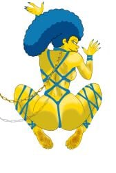 1girls ass ass_focus big_ass big_butt blue_bondage blue_hair blue_nail blue_nails bondage butt_focus chains dirty_feet feet female female_only marge_simpson milf nails nude nude_female sominval submissive submissive_female the_simpsons white_background yellow_skin