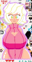 1girls 2d :3 alif's_universe ass big_ass big_breasts boob_window boobs_bigger_than_head breasts breasts_bigger_than_head clothed clothed_female edit edited female gavri_(alif's_universe) oc original pink_sweater pixel_(artwork) pixel_art smile solo thick_ass thick_thighs white_hair wplace yellow_eyes