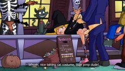 accurate_art_style anus blargsnarf blonde blonde_hair blue_eyes butt cum cum_on_ass earrings female hairclip halloween male multiple_boys on_model penis prostitution pussy_juice sabrina:_the_animated_series sabrina_spellman sabrina_the_teenage_witch semen stockings straight vagina vaginal witch witch_hat