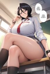 1girls accessory ai_generated ass big_ass big_breasts big_butt big_thighs bleach bleach:_the_thousand-year_blood_war bracelet breasts caption chains choker classroom english_text female female_only hi_res high_quality high_resolution highres huge_ass huge_breasts huge_butt huge_thighs kuchiki_rukia light-skinned_female looking_at_viewer looking_down school_uniform schoolgirl short_hair short_skirt skirt smug solo speech_bubble teenage_girl teenager text text_bubble vanillaramen voluptuous voluptuous_female wide_hips