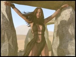 1girls 3d bondage bound_wrists brown_hair daz_studio female female_only original panties shackled_wrists shackles solo strictaservitus