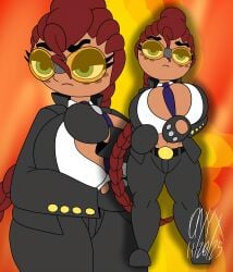 1girls 2d 2d_(artwork) artist_name artist_signature background belt big_breasts big_thighs black_boots black_clothing black_gloves black_jacket black_pants boots braided_hair braided_ponytail breasts breasts_bigger_than_head business_suit capcom chest_exposed cleavage cleavage_overflow cleavage_window clothed clothes clothing color colored colored_hair cosplay crimson_red_hair crimson_viper_(cosplay) cuffs_(clothing) curvy dark-skinned_female dark_skin detailed_background digital_art digital_drawing digital_drawing_(artwork) digital_media digital_media_(artwork) eyelashes eyeliner fanart female female_focus female_only fighting_game fighting_pose fighting_stance focused focused_expression freckles freckles_on_cheeks freckles_on_face glasses gloves gold_cuffs green_eyes hair jacket long_eyelashes long_hair looking_at_viewer mii milf multicolored_background multiple_poses narrowed_eyes nintendo onyx_twilight open_jacket original_character pants ponytail pose posing purple_tie raised_eyebrows red_hair revealing_clothes setaishia_(onyx_twilight) shortstack simple_background sketch street_fighter street_fighter_iv studded_gloves sunglasses thick_thighs thighs tie tied_hair tinted_eyewear tinted_glasses toned toned_body toned_female undershirt video_game_character video_game_franchise video_game_reference video_games white_shirt yellow_sunglasses
