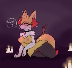 anthro braixen breasts collar female generation_6_pokemon genitals hi_res naholadydragon nintendo pokemon pokemon_(species) solo vulva