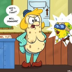 1boy 1girls angry anthro belly blonde_hair blue_fin classroom dialogue duo fat fat_belly fat_female female fish furry furry_female furry_male furry_only glasses hands_on_hips hat indoors looking_at_another male marine mature mature_female mature_male mrs._puff nickelodeon nipples nude nude_anthro nude_female open_mouth overweight overweight_female pants pufferfish pussy red_shoes sea_sponge shoes spongebob_squarepants spongebob_squarepants_(character) student tail tail_fin teacher teacher_and_student tetraodontiform text text_bubble theenfman x-ray_glasses yellow_body