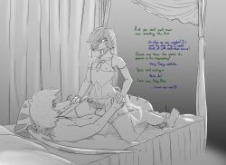 absurd_res anal anthro anthro_on_anthro baryonyx bridal_veil crossdressing dialogue english_text erect_penis gay gay_sex green_(snoot_game) handholding jack_(snoot_game) monochrome pterosaur ratherdevious snoot_game text wedding_dress