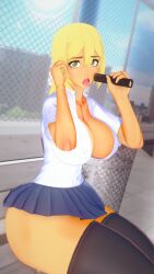 3d big_breasts blonde_hair breasts bridgette_(tdi) busty curvy curvy_figure female female_focus hourglass_figure kaoskatsu long_hair scalie school_uniform tagme total_drama_island wide_hips