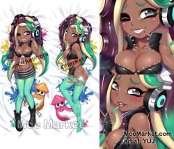 1girls belly breasts cleavage dakimakura dark_skin looking_at_viewer marina_(splatoon) pantyhose splatoon splatoon_2