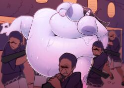 1girls bbw black_hair carrying cooooookin fat fat_fetish female ghost ghost_girl himani hinamatsuri obese obese_female ssbbw