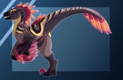 achillobator anal_piercing animal_genitalia animal_vulva anus arthropod ass ass_up big_arms bodily_fluids cetacean_genitalia claws cum cum_drip cum_in_ass cum_inside dinosaur dripping dromaeosaurid feathered_dinosaur feathered_scalie feathers feet female female/female feral fur genital_fluids genital_focus genital_slit genitals happy hi_res hymenopteran insects looking_at_viewer looking_back looking_pleasured on_one_leg pawpads piercing pinup pose precum precum_drip prehistoric_species presenting presenting_anus presenting_hindquarters presenting_vulva reptile ryton_(rytonraptor) saurischian scalie seductive sickle_claw simple_background solo spread_anus spread_butt spread_legs spread_toes spread_vulva spreading standing tail tail_feathers theropod third-party_edit toe_claws toes tuft vaginal_fluids vulva zotz_(artist)