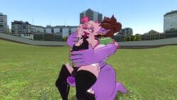 anthro big_penis bovid bulge bulge_frottage caprine clothing deltarune duo femboy futanari garry's_mod genitals gm_construct goat gynomorph hornydragon2003 intersex intersex/male legwear leotard male mammal penis ralsei scalie size_difference susie_(deltarune) tongue tongue_out undertale_(series) wide_hips