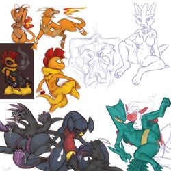 canine charizard dragon dragonite female garchomp herdier houndoom hydreigon infernape lizard male mel_the_hybrid monkey nintendo nude pokemon pokemon_(species) scalie sceptile scrafty sex