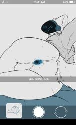 ambiguous_gender ambiguous_prey anal anal_fluids anal_vore anthro anus ass blush bodily_fluids bottomless buddy_(gurglegluts) camera_hud camera_view clothed clothing english_text fluffy fluffy_tail fur gaping gaping_anus gurglegluts hoodie hoodie_only machine male male_pred protogen tail text topwear topwear_only unavailable_at_source visor vore