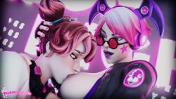 2025 2girls 3d areolae artist_name breast_sucking breasts callisto_(fortnite) female female_only fingerless_gloves fortnite glasses gloves hand_on_head head_grab headphones jade_(fortnite) lesbian_sex light-skinned_female light_skin looking_at_another looking_at_breasts looking_down nipple_play nipples partially_clothed pink_hair pink_nails pinkmilkshake purple_lipstick short_hair sucking video_games yuri