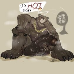_ssatoh anthro bear belly belly_button ben_bigger big_balls big_cock chains chubby chubby_male cock dick dripping dripping_precum foreskin furry hyper_genitalia hyper_penis leaking male male_focus male_only nipples precum sitting spread_legs sweat sweatdrop sweaty_ass sweaty_balls sweaty_belly sweaty_body sweaty_cock sweaty_dick sweaty_foreskin teasing zenless_zone_zero
