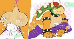 2boys anal anal_sex anthro anthro_on_anthro anus balls bodily_fluids bowser bracelet claws closed_eyes collar cum cum_in_anus doggy_style doost dragon duo ejaculation eyes_closed furry furry_male furry_only gay gay_sex genitals hair hand_on_neck horns king koopa larger_male lying_on_stomach male male/male mario_(series) mature mature_anthro mature_male nintendo open_mouth penis penis_in_anus purple_skin red_hair reptile royalty scalie sex shell size_difference smaller_male spiked_shell spikes spikes_(anatomy) tail tongue tongue_out turtle yellow_skin