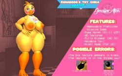 asami_toadstool bib bib_only five_nights_at_freddy's five_nights_at_freddy's_2 functionally_nude functionally_nude_female model_release model_sheet runaboo_chica solo solo_female tagme text toy_chica_(fnaf)