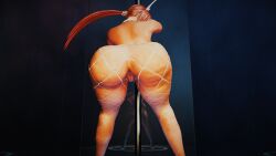 1girls big_ass big_breasts bunny_ears bunny_girl busty busty_female curvy curvy_female dancing_pole female female_focus fishnets from_behind huge_ass king_of_fighters light-skinned_female light_skin long_hair mirror red_hair shermie_(kof) standing superdougie thick_thighs thighs voluptuous voluptuous_female