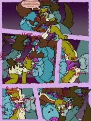 absurd_res anal anal_sex anthro biscuit_(chibitay) bite biting_another black_spots blue_body blue_fur bodily_fluids brown_body brown_fur canid canine canis chibi_(chibitay) chibitay cum cumshot double_knotting double_penetration ear_bite ejaculation fellatio freckles fur genital_fluids genitals hi_res knot knotted_penis knotting lagomorph leporid licking male mammal muffin_(chibitay) mythological_canine mythological_creature mythology oral oral_penetration penetration penile penis rabbit sex spitroast spots tongue translop werecanid werecanine werecreature werewolf wolf yellow_body yellow_fur