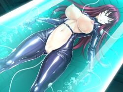 bodysuit bondage breasts breasts_out cable censored closed_eyes female frontless_outfit game_cg huge_breasts in_container large_variant_set latex liese_heldebrand long_hair mosaic_censoring navel nengoku_no_liese nipples non-web_source official_art open_mouth purple_hair pussy restrained rindou_(radical_dream) shiny_clothes skin_tight solo stasis_tank submerged tube unconscious underwater variant_set water_tank