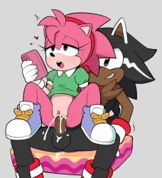 amy_rose ayb aybr bottomless cell_phone cellphone classic_amy_rose cowgirl cum cum_in_pussy cum_inside female hedgehog keiph_the_tenrec male male/female no oc platform position reverse_cowgirl_position