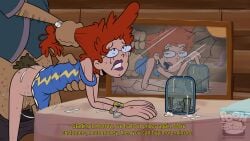 1boy accurate_art_style anal blargsnarf butt cum_in_ass cum_inside dress female glasses hair_pull male male_pubic_hair mirror nopan on_model pepper_ann pepper_ann_pearson prostitution purple_lipstick red_hair running_mascara semen semen_on_ass straight toon_disney