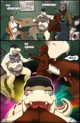 agro_alba_(character) alligator alligatorid andromorph anthro artist_name avian becoming_erect bird bodily_fluids booth_seating bovid canid canine canis caprine clitoris clitoris_piercing clothing comic crocodilian danny_(owligatorstudios) dannys_diner dialogue domestic_cat domestic_dog english_text eyewear feathers felid feline felis female genital_piercing genitals glasses group gynomorph hand_in_mouth hat headgear headwear hi_res intersex licking licking_lips male mammal nipple_piercing nipples nonbinary_(lore) oral_vore owl owligatorstudios page_number piercing reptile saliva scalie segremores sheep signature suid suine sus_(pig) tattoo text timer tongue tongue_out url vore watermark wild_boar