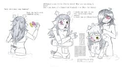 anonymous_artist anthro bathing_together black_hair breasts comic deer deltarune doll_joints featureless_breasts featureless_crotch female hair heterochromatic_glasses hi_res kris_(deltarune) mammal new_world_deer noelle_holiday nude reindeer robot_anthro solo spamelle text undertale_(series)