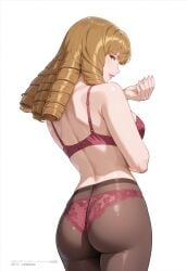 ai_generated azuki_miyuki bakuman dio_brando jojo's_bizarre_adventure jojo_reference lace lace-trimmed_bra lace-trimmed_panties lingerie pantyhose sexy sexy_pose tagme