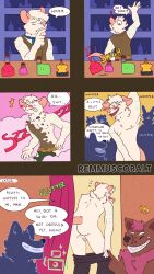 absurd_res anthro ass backsack balls comic crowd embarrassed embarrassing_exposure embarrassing_nudity exposed fantasy genitals group hi_res humiliation laugh male male/male mammal medieval murid murine nipples nude potion rat remmus_cobalt rodent