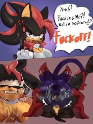 demon demon_tail demon_wings dialogue fan_character genderswap_(mtf) instant_loss_2koma keiph_(b.a._demon) keiph_the_tenrec mating_press nicole_chees original_character red_eyes rule_63 shadow_the_hedgehog sonic_(series) sonic_oc sonic_the_hedgehog_(series) two_tone_body