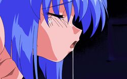 90s animated blue_hair censored cum cum_in_mouth fellatio forced_to_watch game_cg hair lilia_milcrave oral raped_couple sex sogna viper_(series) viper_f40