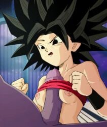 athletic athletic_female big_penis black_hair breasts caulifla champa champanized dragon_ball dragon_ball_super female fit large_penis male medium_breasts paizuri paizuri_under_clothes penis saiyan slim_waist teenager thick_penis thin titjob