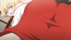 1boy 1girls animated aqua_eyes ass bare_shoulders big_ass big_butt blonde_hair censored clothed_sex fluffy_tail fox_ears fox_girl fox_tail hentai kitsune_musume_no_ecchi_na_oyado orgasm penis red_penis sex thick_eyebrows thick_thighs tongue_out vaginal_penetration vaginal_sex